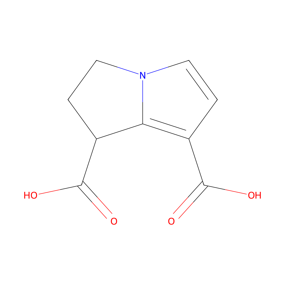 2,3-Dihydro-1H-pyrrolizine-1,7-dicarboxylic acid molecular structure, CAS 66635-69-6