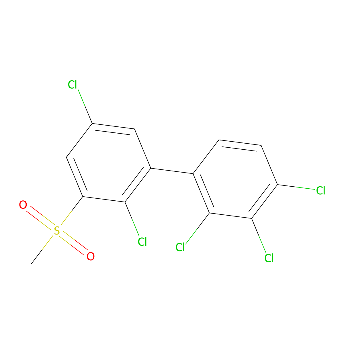1,1'-Biphenyl, 2,2',3,4,5'-pentachloro-3'-(methylsulfonyl)- molecular structure, CAS 66640-58-2