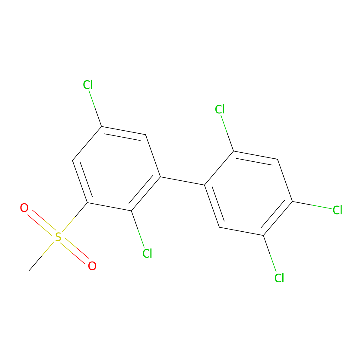 1,1'-Biphenyl, 2,2',4',5,5'-pentachloro-3-(methylsulfonyl)- molecular structure, CAS 66640-60-6