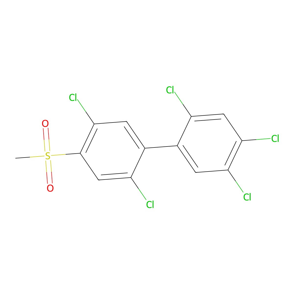 1,1'-Biphenyl, 2,2',4,5,5'-pentachloro-4'-(methylsulfonyl)- molecular structure, CAS 66640-61-7