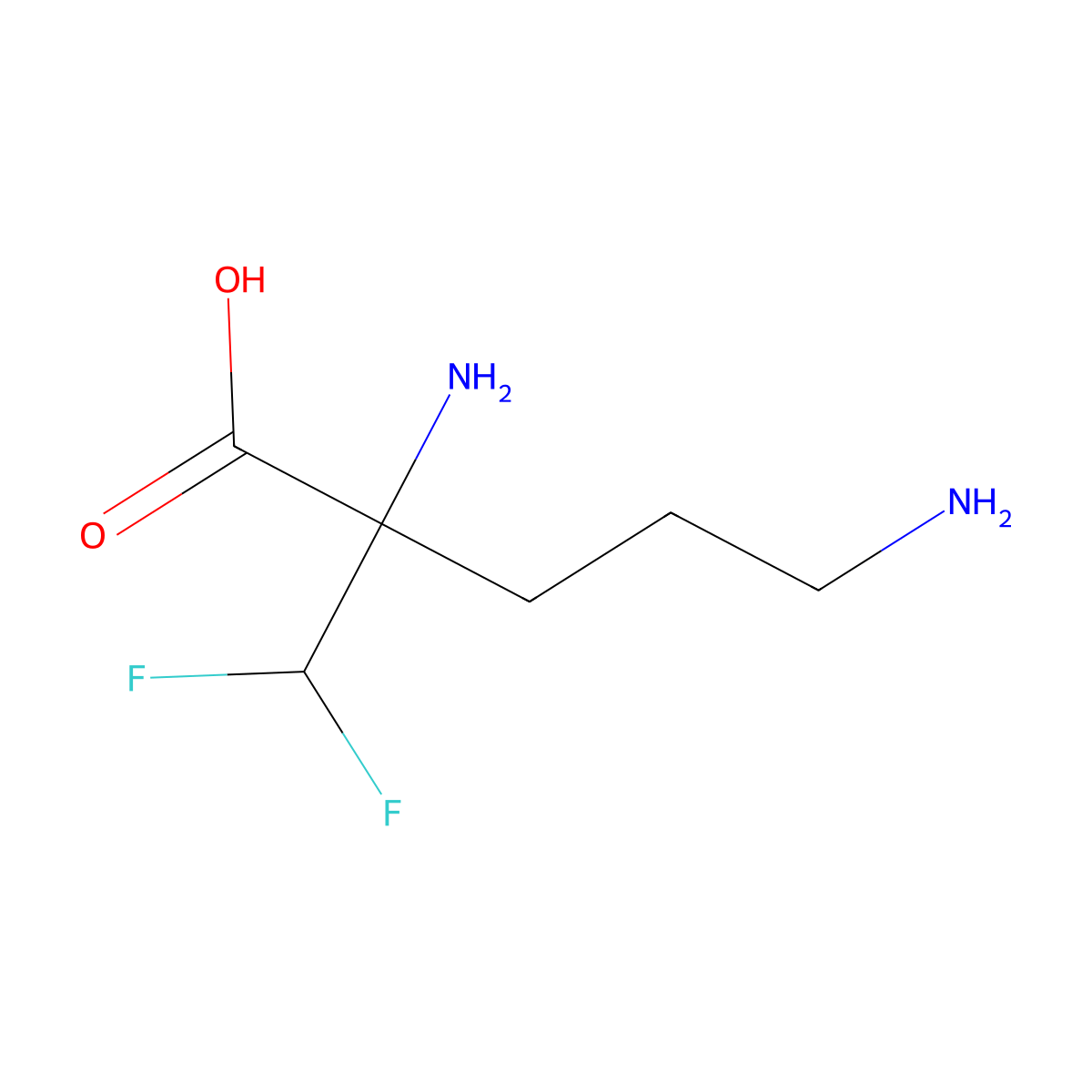 Eflornithine molecular structure, CAS 66640-93-5