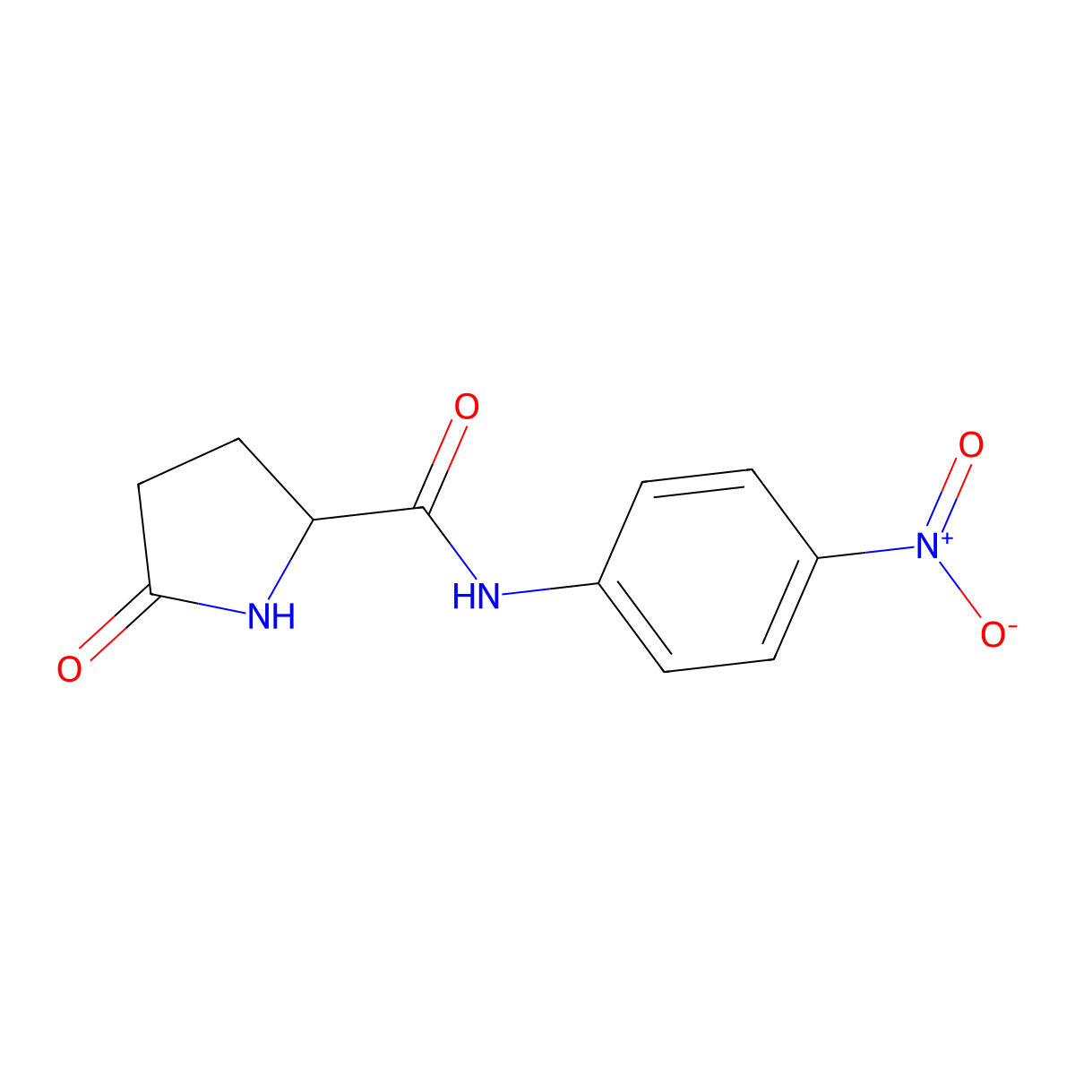 Pyroglutamine-4-nitroanilide molecular structure, CAS 66642-35-1