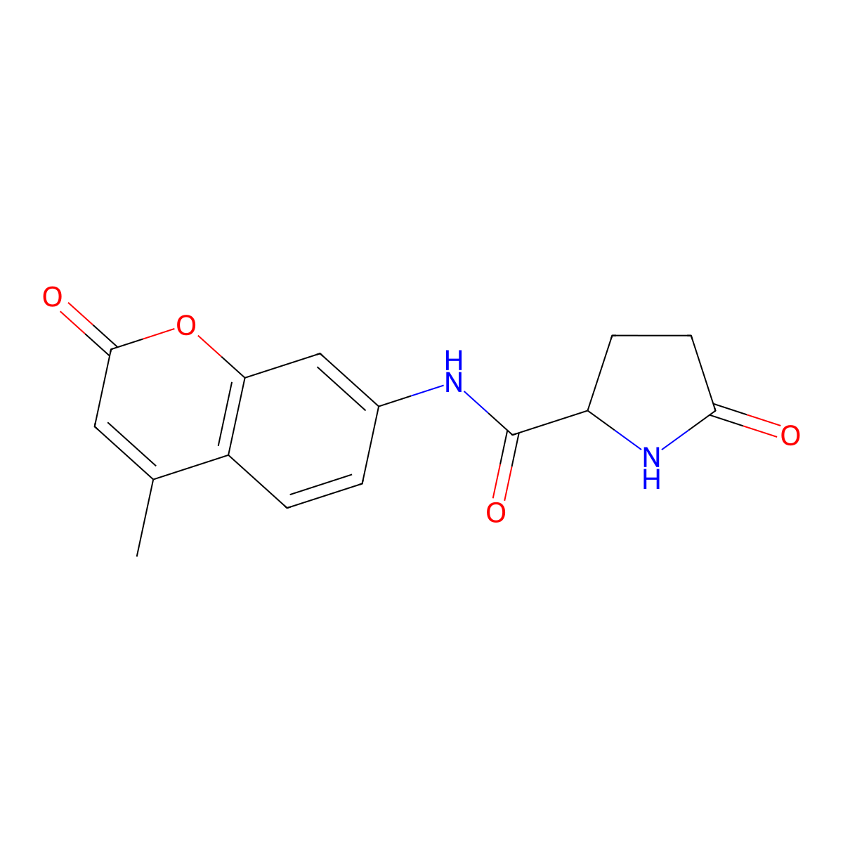 L-Pyroglutamic acid 7-amido-4-methylcoumarin molecular structure, CAS 66642-36-2