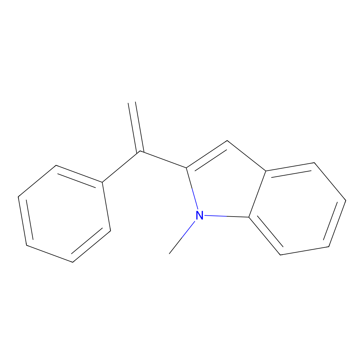 1-methyl-2-(1-phenylvinyl)-1H-indole molecular structure, CAS 66643-64-9