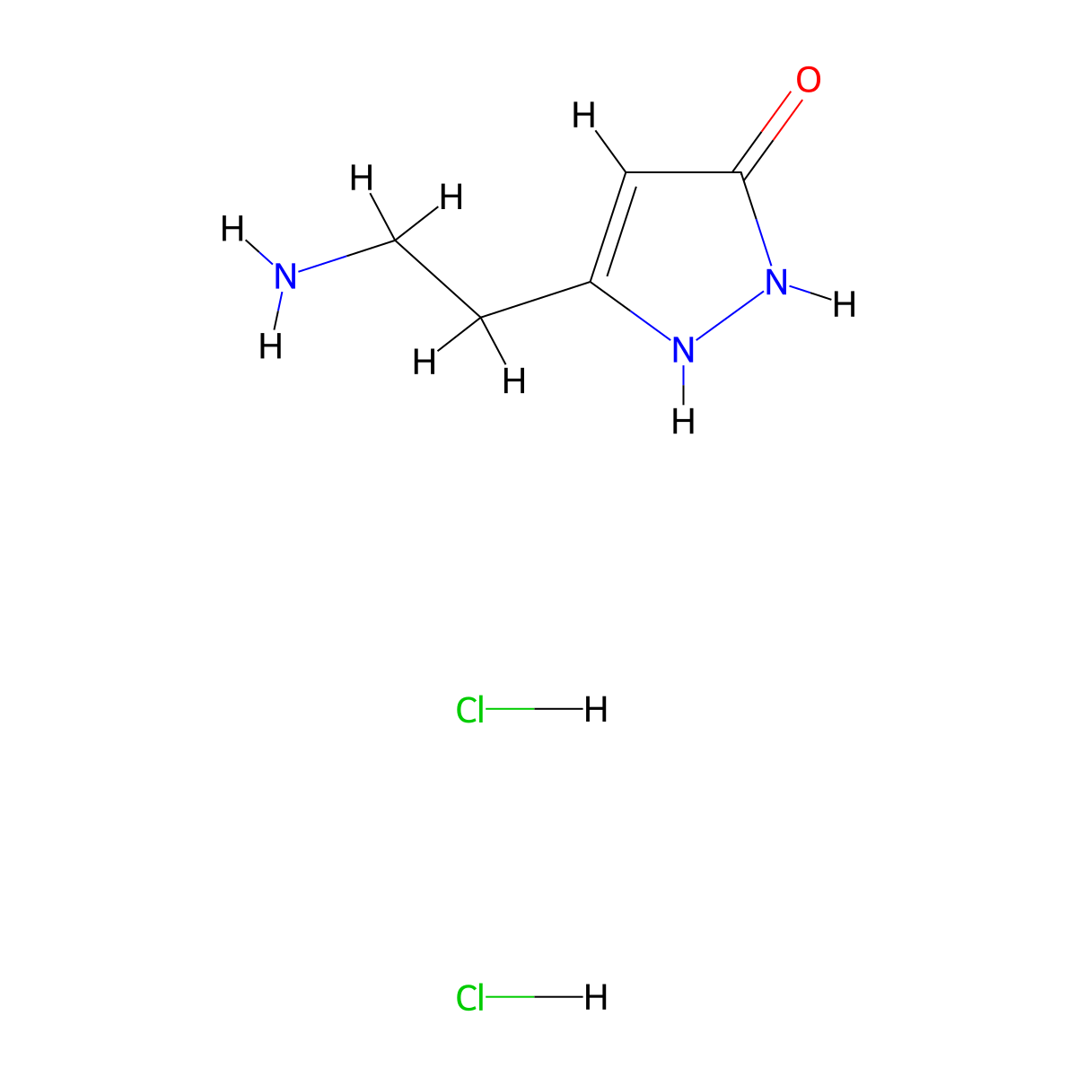 5-(2-aminoethyl)-2,3-dihydro-1H-pyrazol-3-one dihydrochloride molecular structure, CAS 66643-75-2