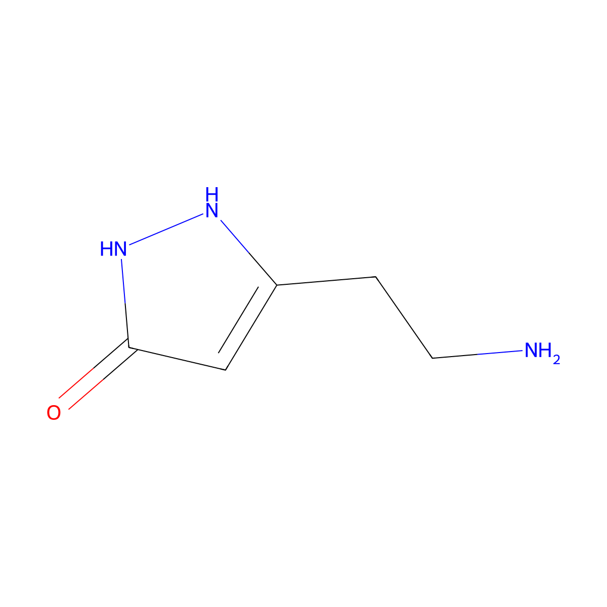 5-(2-aminoethyl)-2,3-dihydro-1H-pyrazol-3-one molecular structure, CAS 66643-76-3