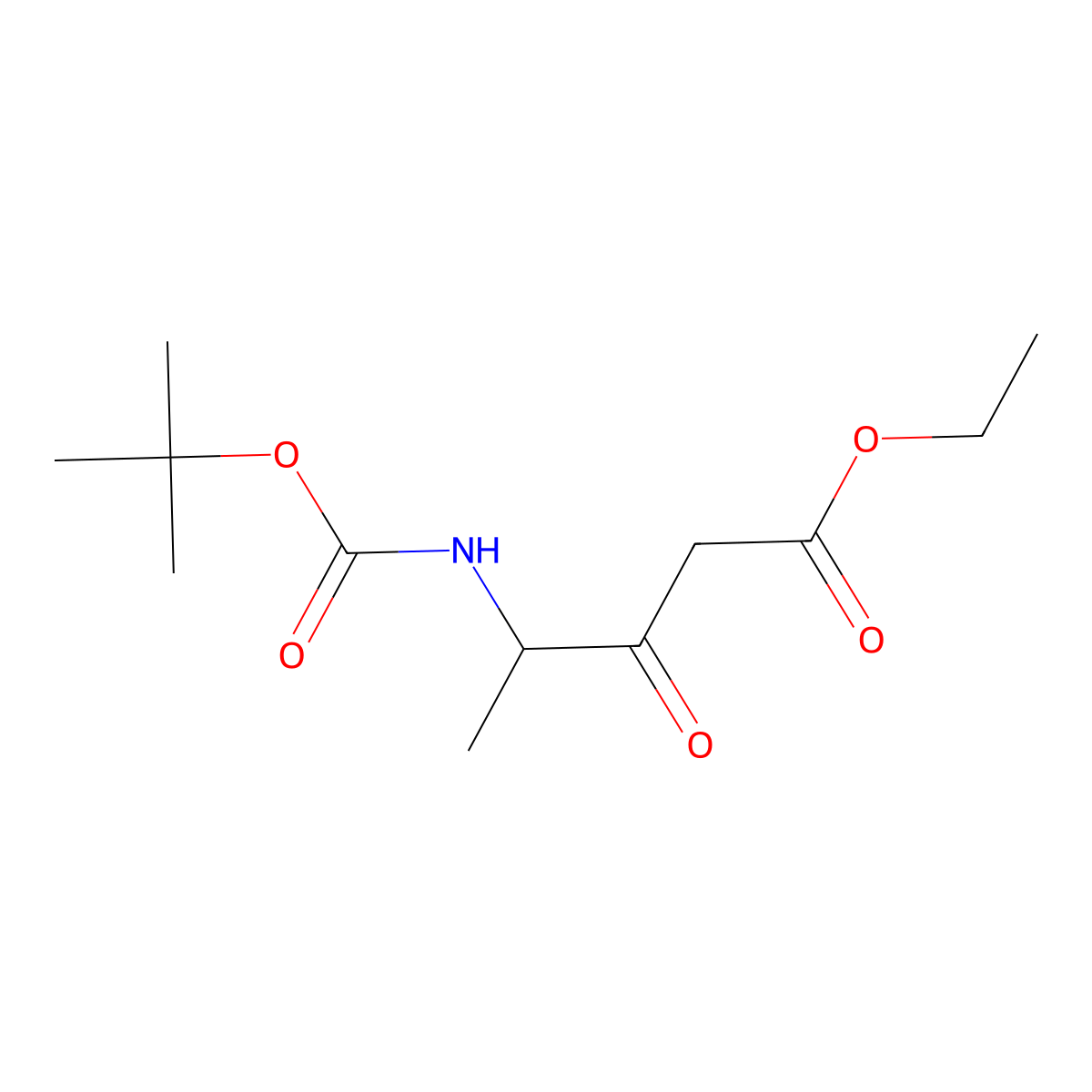 Ethyl 4-(((tert-butoxy)carbonyl)amino)-3-oxopentanoate molecular structure, CAS 66643-80-9