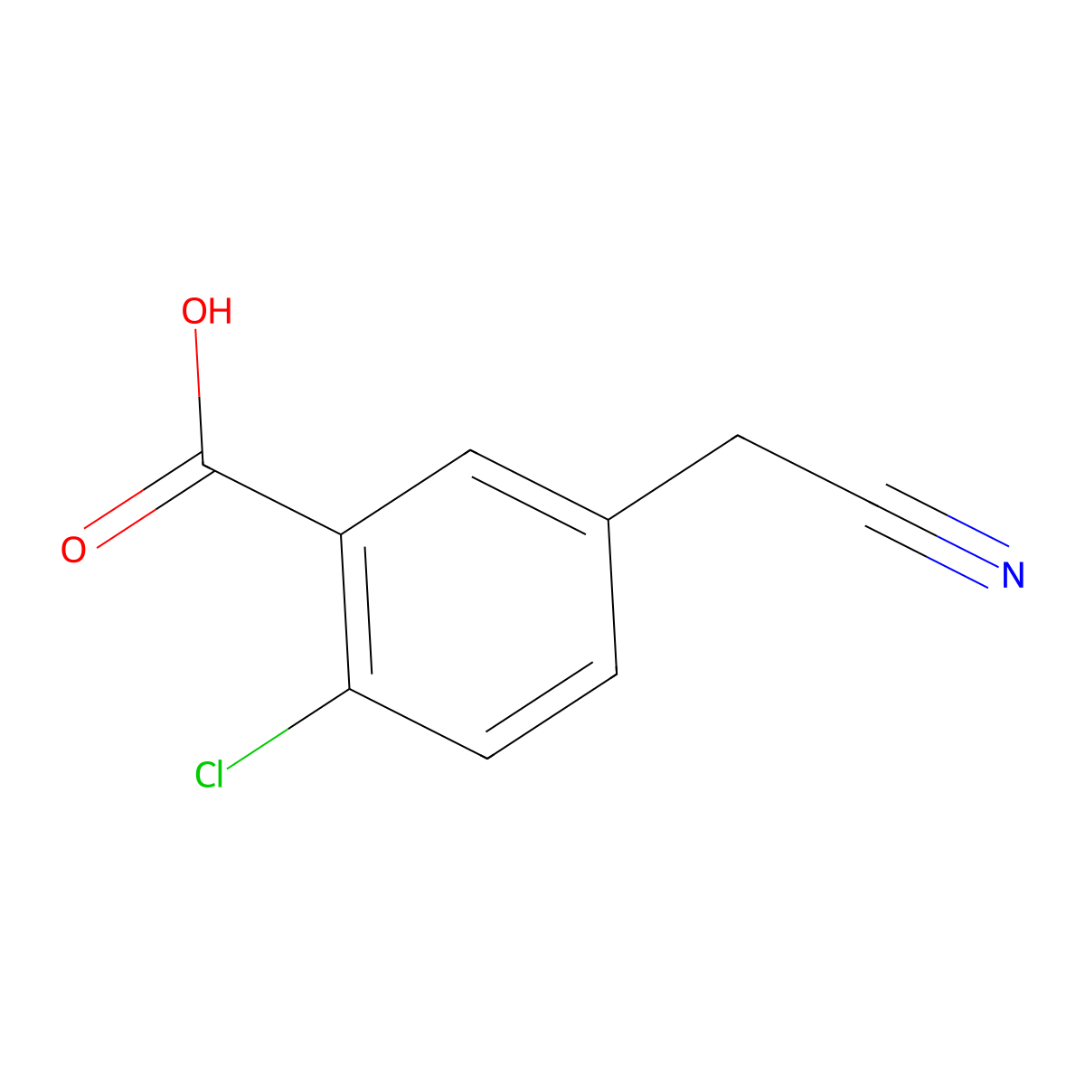 2-Chloro-5-(cyanomethyl)benzoic acid molecular structure, CAS 66658-58-0