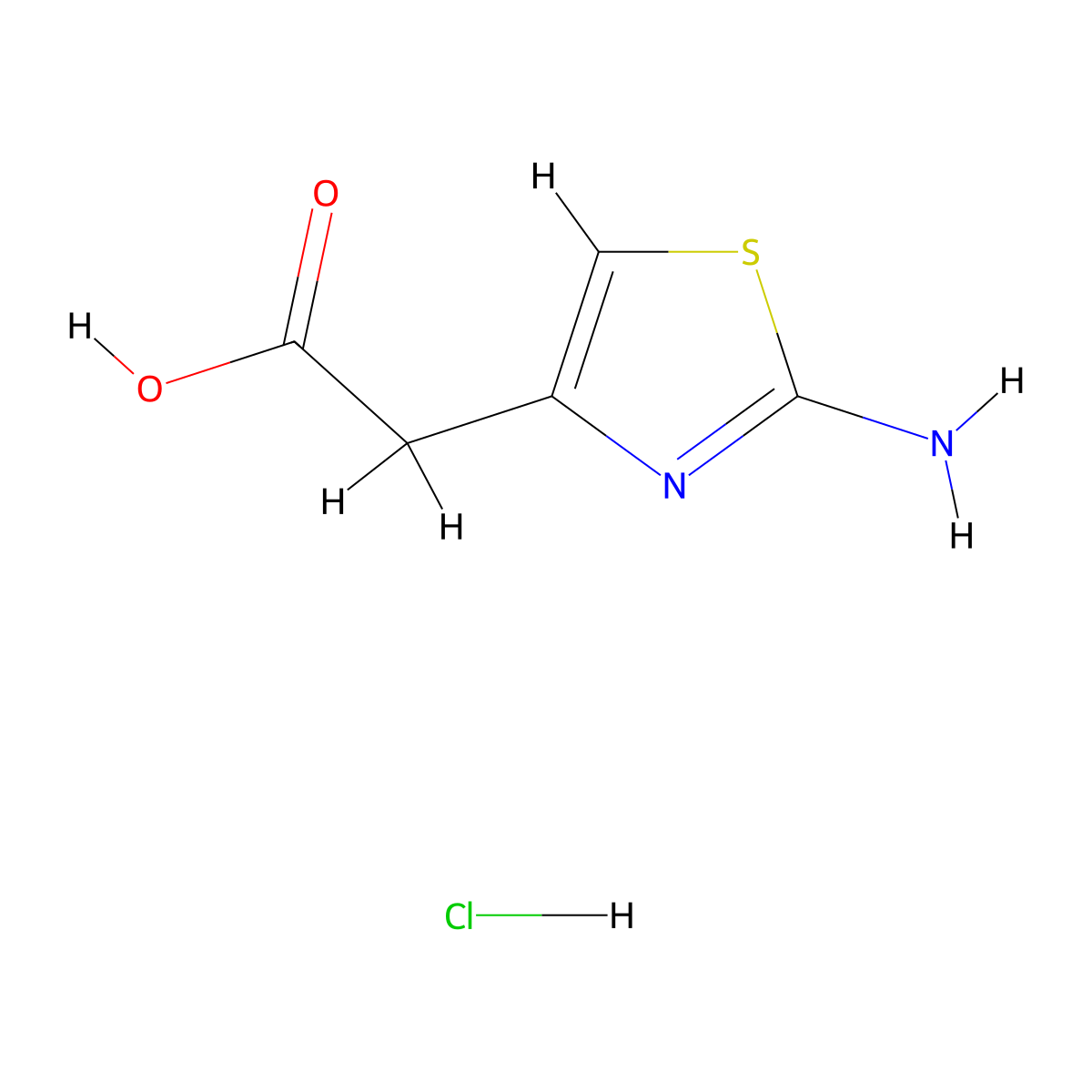 (2-Amino-1,3-thiazol-4-yl)acetic acid--hydrogen chloride (1/1) molecular structure, CAS 66659-20-9