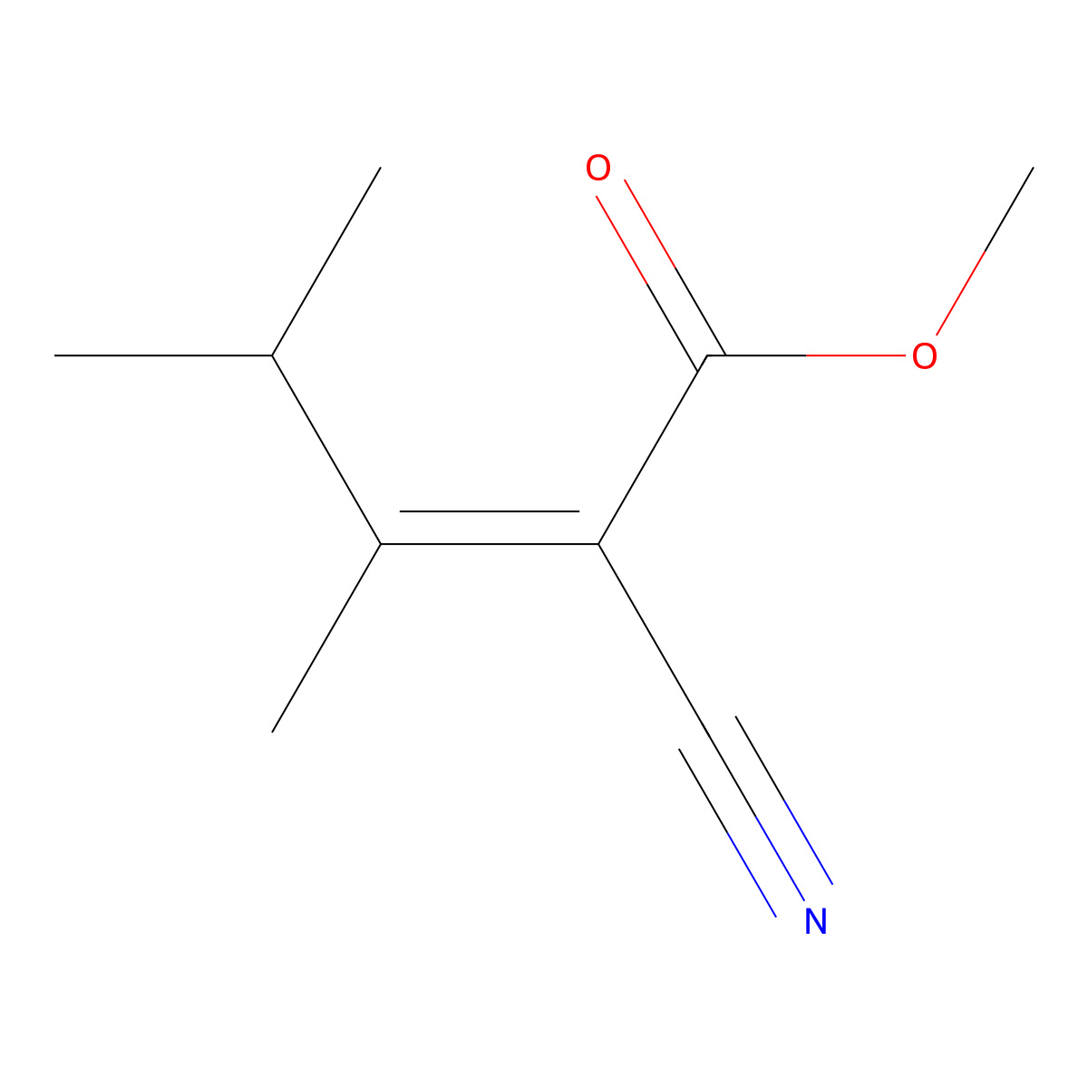 Methyl 2-cyano-3,4-dimethylpent-2-enoate molecular structure, CAS 6666-81-5