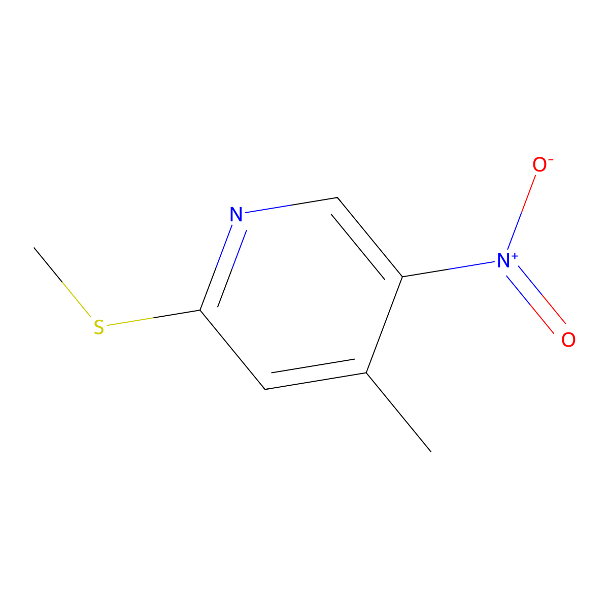 4-Methyl-2-(methylthio)-5-nitropyridine molecular structure, CAS 66665-86-9