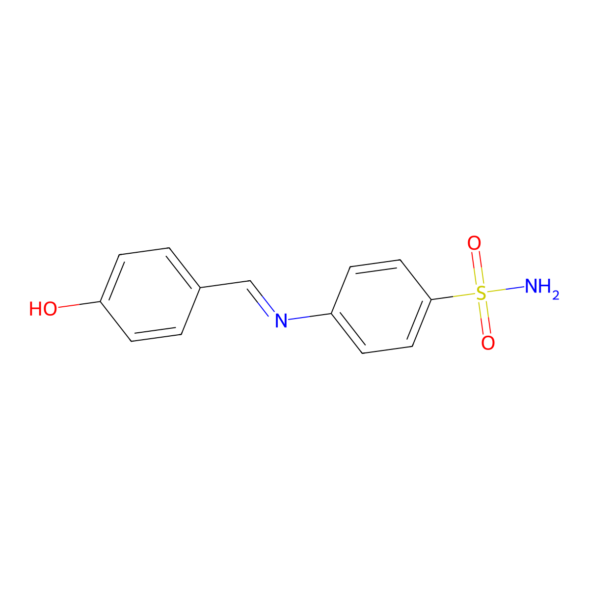 Benzenesulfonamide, 4-[[(4-hydroxyphenyl)methylene]amino]- molecular structure, CAS 66667-58-1
