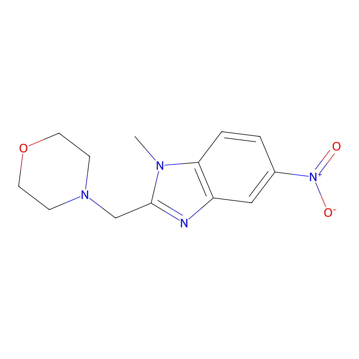 4-[(1-Methyl-5-nitrobenzimidazol-2-yl)methyl]morpholine molecular structure, CAS 66668-64-2