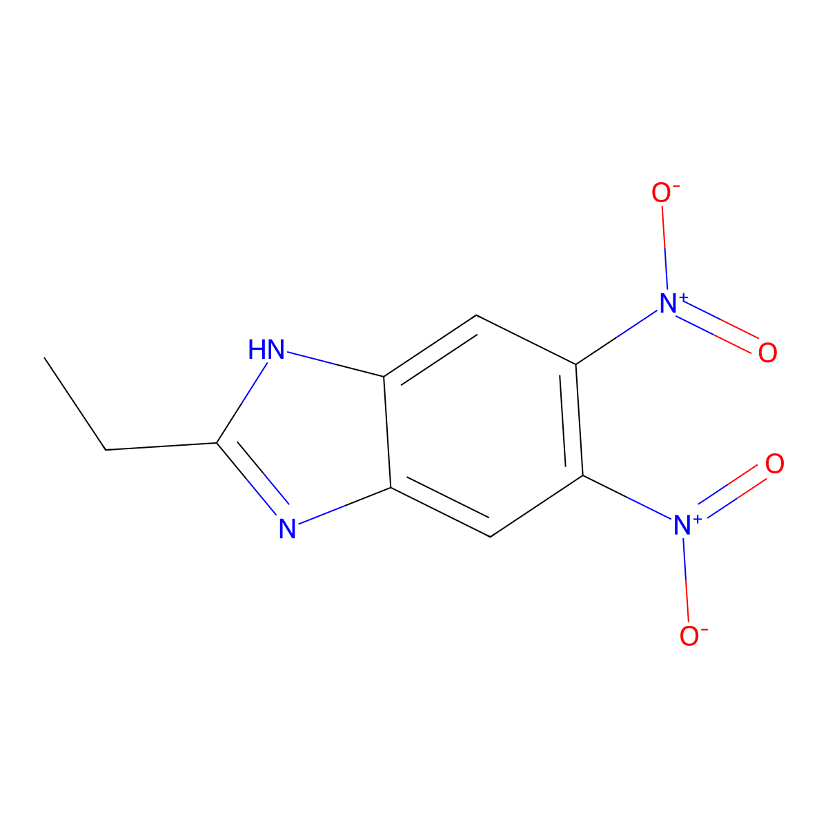 2-ethyl-5,6-dinitro-1H-benzimidazole molecular structure, CAS 66669-31-6