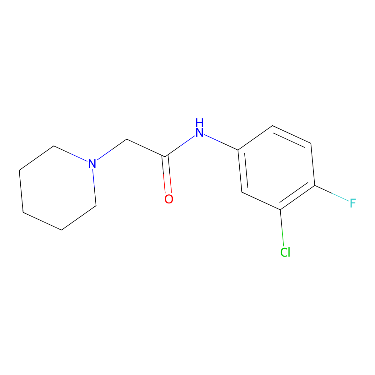 N-(3-chloro-4-fluorophenyl)-2-piperidin-1-ylacetamide molecular structure, CAS 666697-93-4