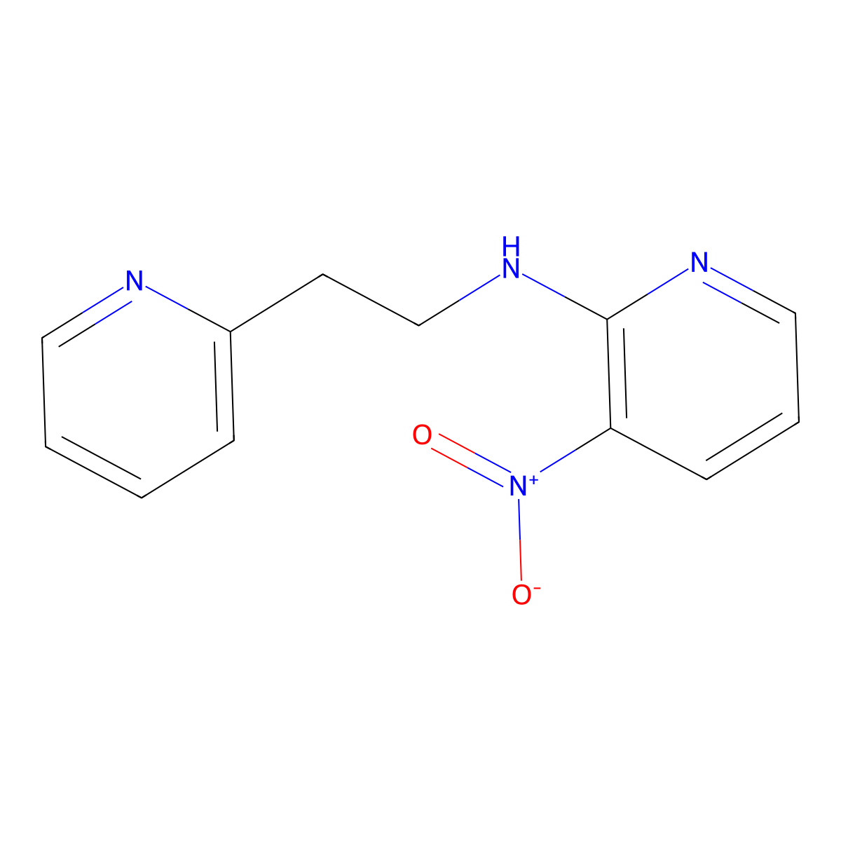 3-Nitro-N-(2-(pyridin-2-yl)ethyl)pyridin-2-amine molecular structure, CAS 666698-08-4