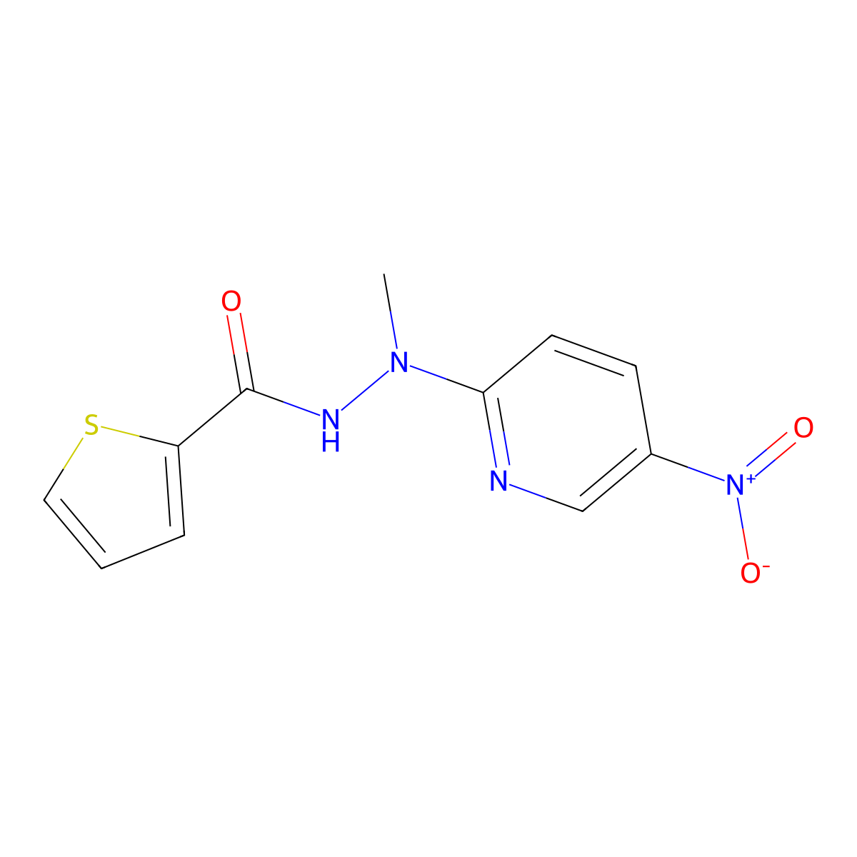 N'-methyl-N'-(5-nitropyridin-2-yl)thiophene-2-carbohydrazide molecular structure, CAS 666698-09-5
