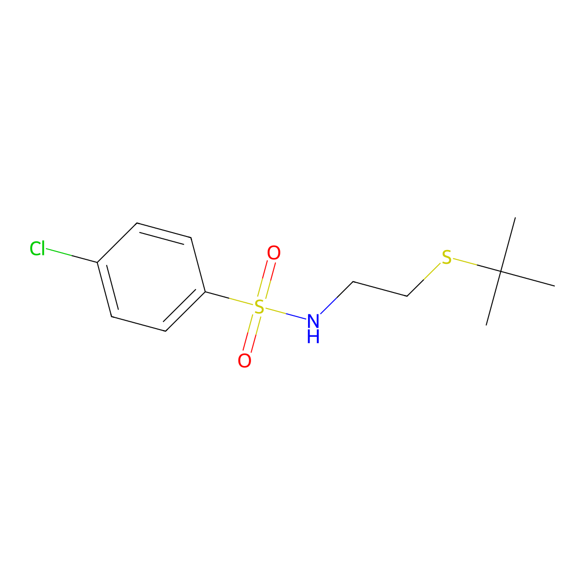 N-[2-(tert-butylsulfanyl)ethyl]-4-chlorobenzenesulfonamide molecular structure, CAS 666699-37-2
