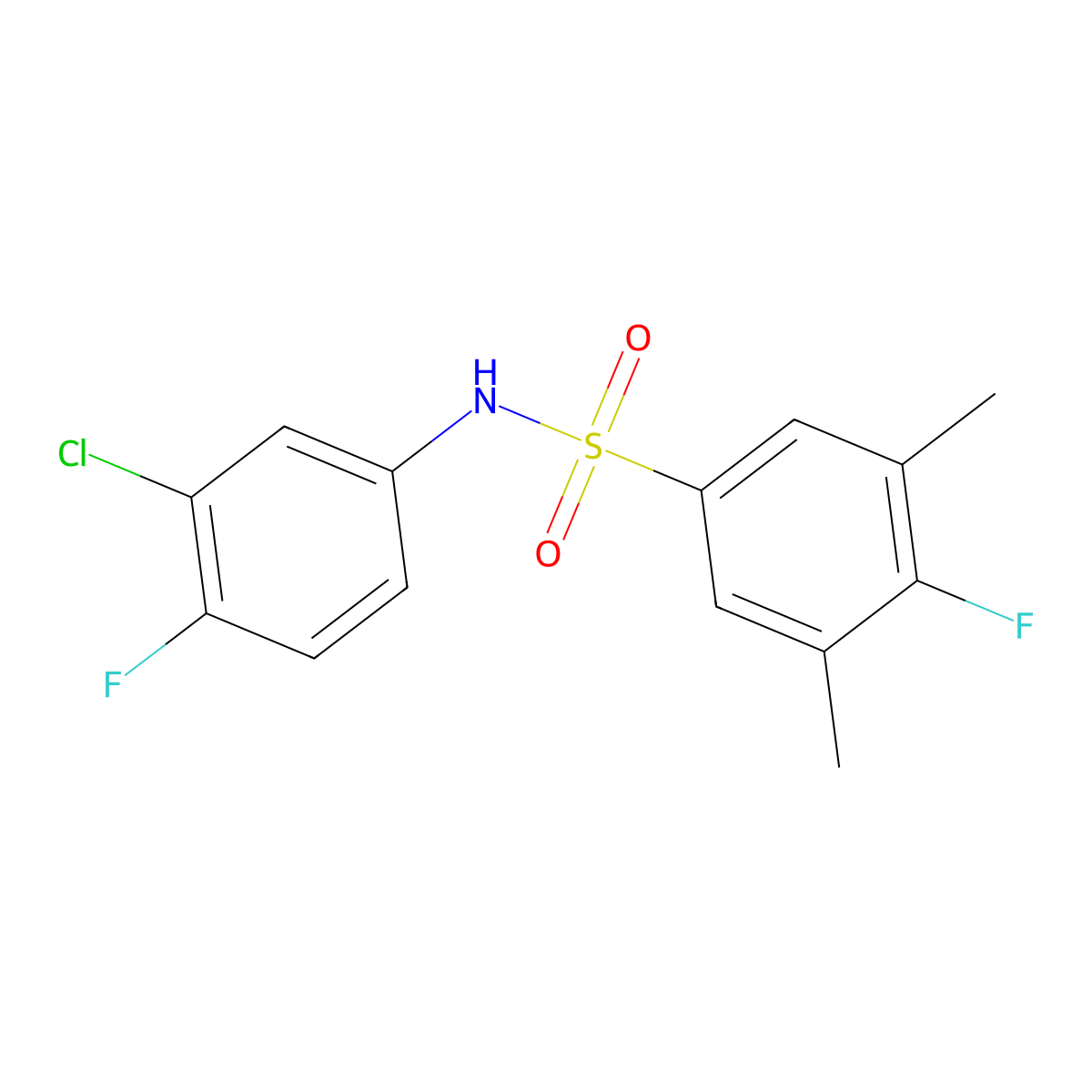 N-(3-chloro-4-fluorophenyl)-4-fluoro-3,5-dimethylbenzenesulfonamide molecular structure, CAS 666699-46-3