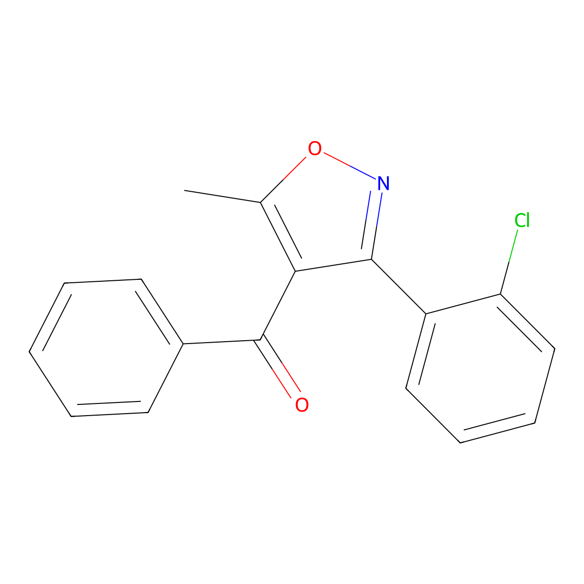 [3-(2-Chlorophenyl)-5-methylisoxazol-4-yl](phenyl)methanone molecular structure, CAS 666701-83-3