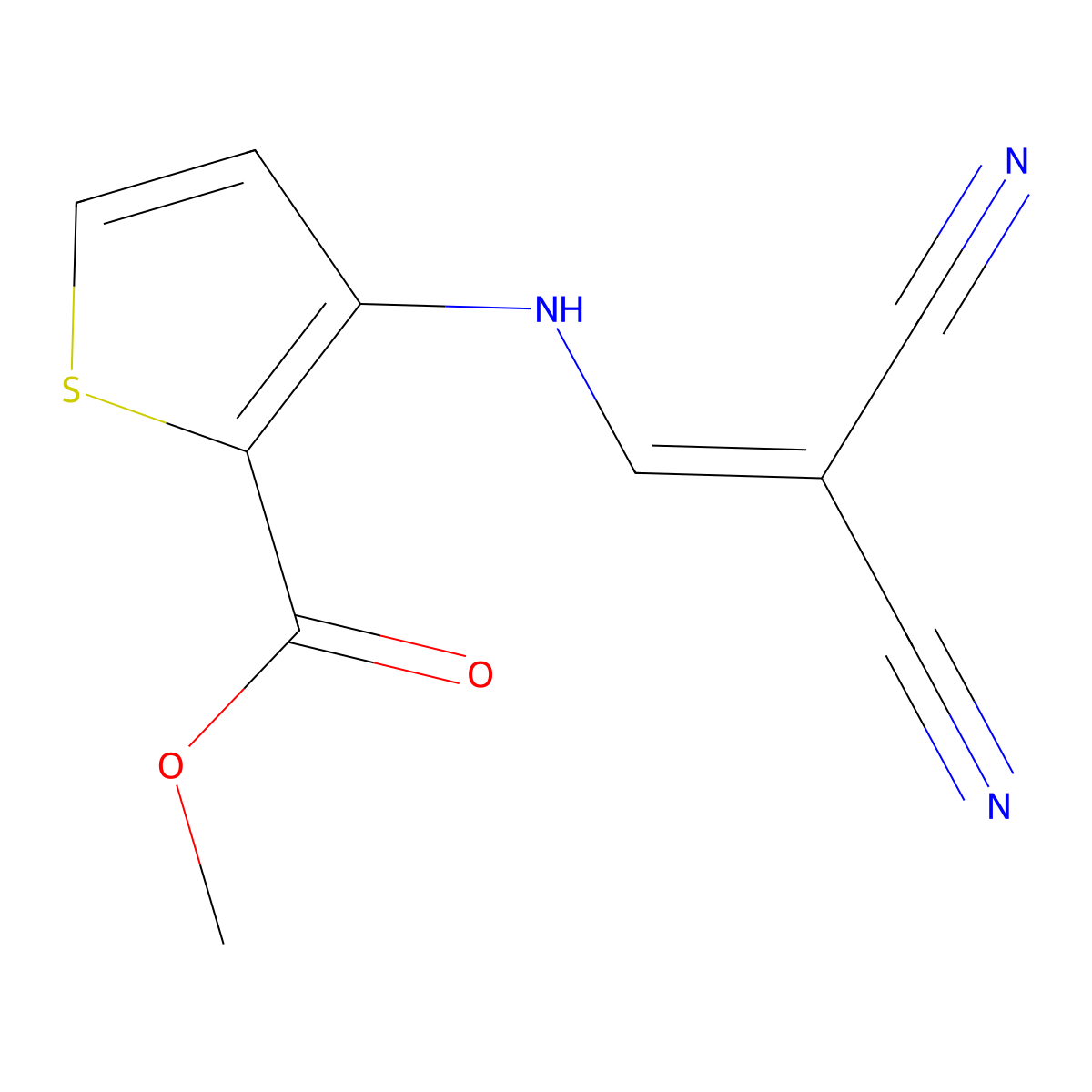 Methyl 3-((2,2-dicyanovinyl)amino)thiophene-2-carboxylate molecular structure, CAS 666702-68-7