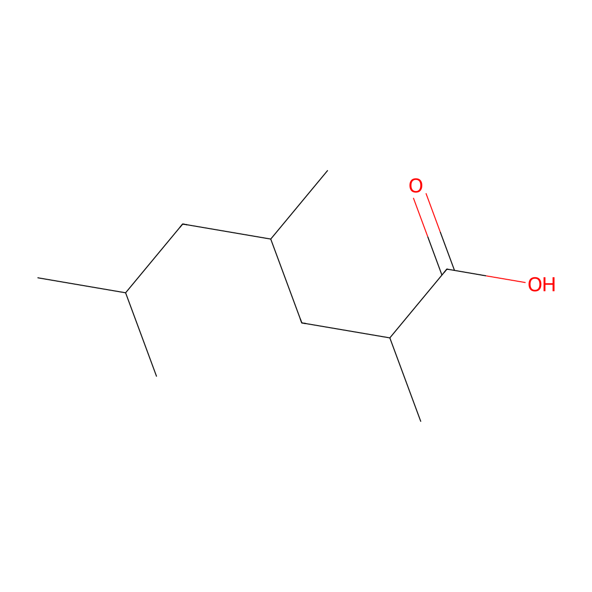 2,4,6-Trimethylheptanoic acid molecular structure, CAS 66671-04-3