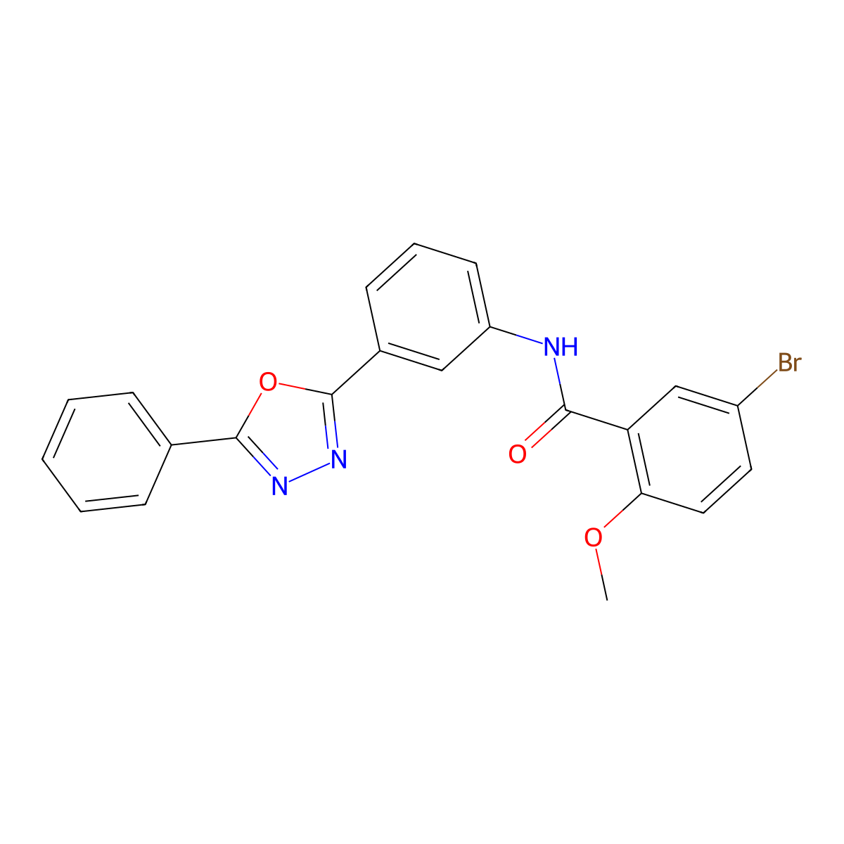 5-bromo-2-methoxy-N-[3-(5-phenyl-1,3,4-oxadiazol-2-yl)phenyl]benzamide molecular structure, CAS 666710-63-0