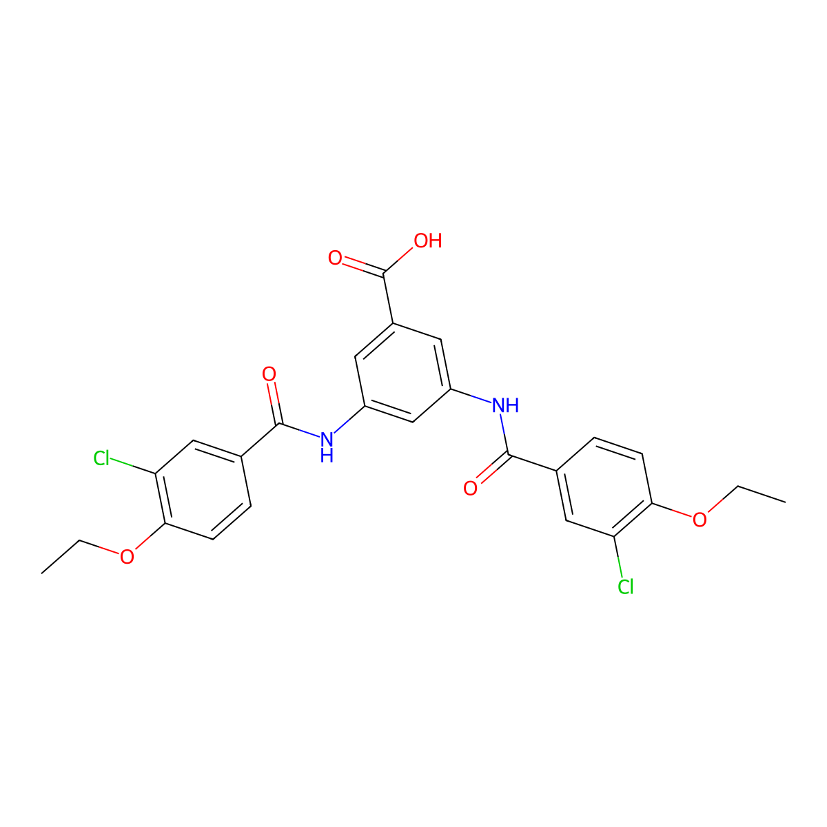 3,5-Bis[(3-chloro-4-ethoxybenzoyl)amino]benzoic acid molecular structure, CAS 666710-64-1