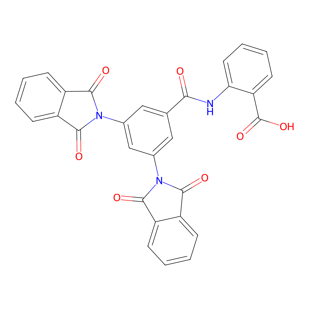 2-[[3,5-Bis(1,3-dioxoisoindol-2-yl)benzoyl]amino]benzoic acid molecular structure, CAS 666710-68-5