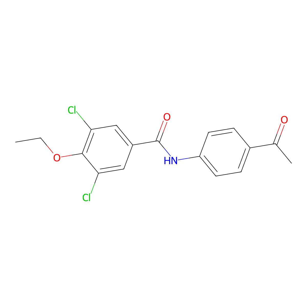 N-(4-acetylphenyl)-3,5-dichloro-4-ethoxybenzamide molecular structure, CAS 666710-69-6
