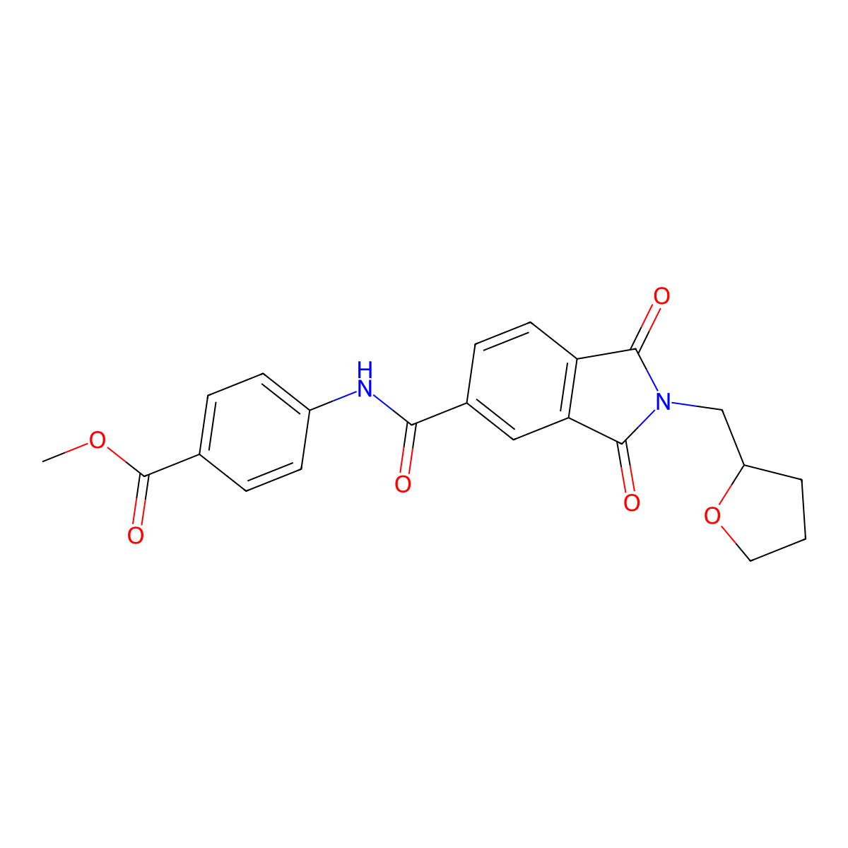 Methyl 4-[[1,3-dioxo-2-(oxolan-2-ylmethyl)isoindole-5-carbonyl]amino]benzoate molecular structure, CAS 666710-75-4