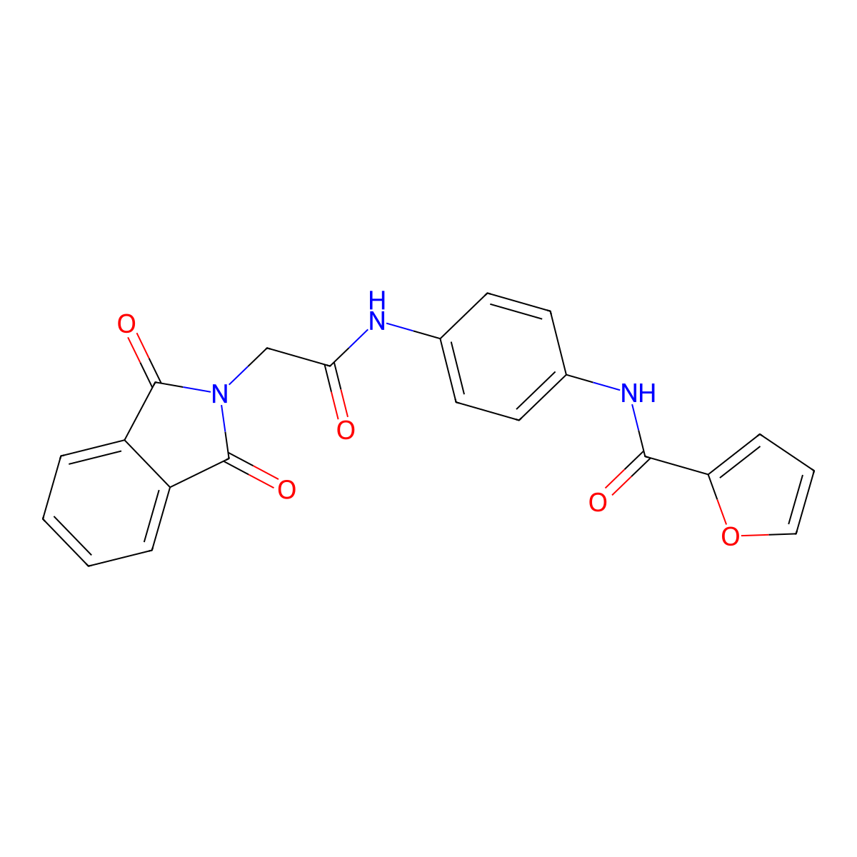 N-[4-[[2-(1,3-dioxoisoindol-2-yl)acetyl]amino]phenyl]furan-2-carboxamide molecular structure, CAS 666710-76-5