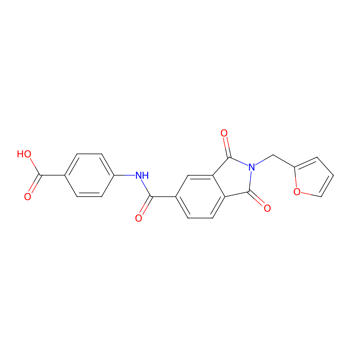 4-[[2-(Furan-2-ylmethyl)-1,3-dioxoisoindole-5-carbonyl]amino]benzoic acid molecular structure, CAS 666710-85-6