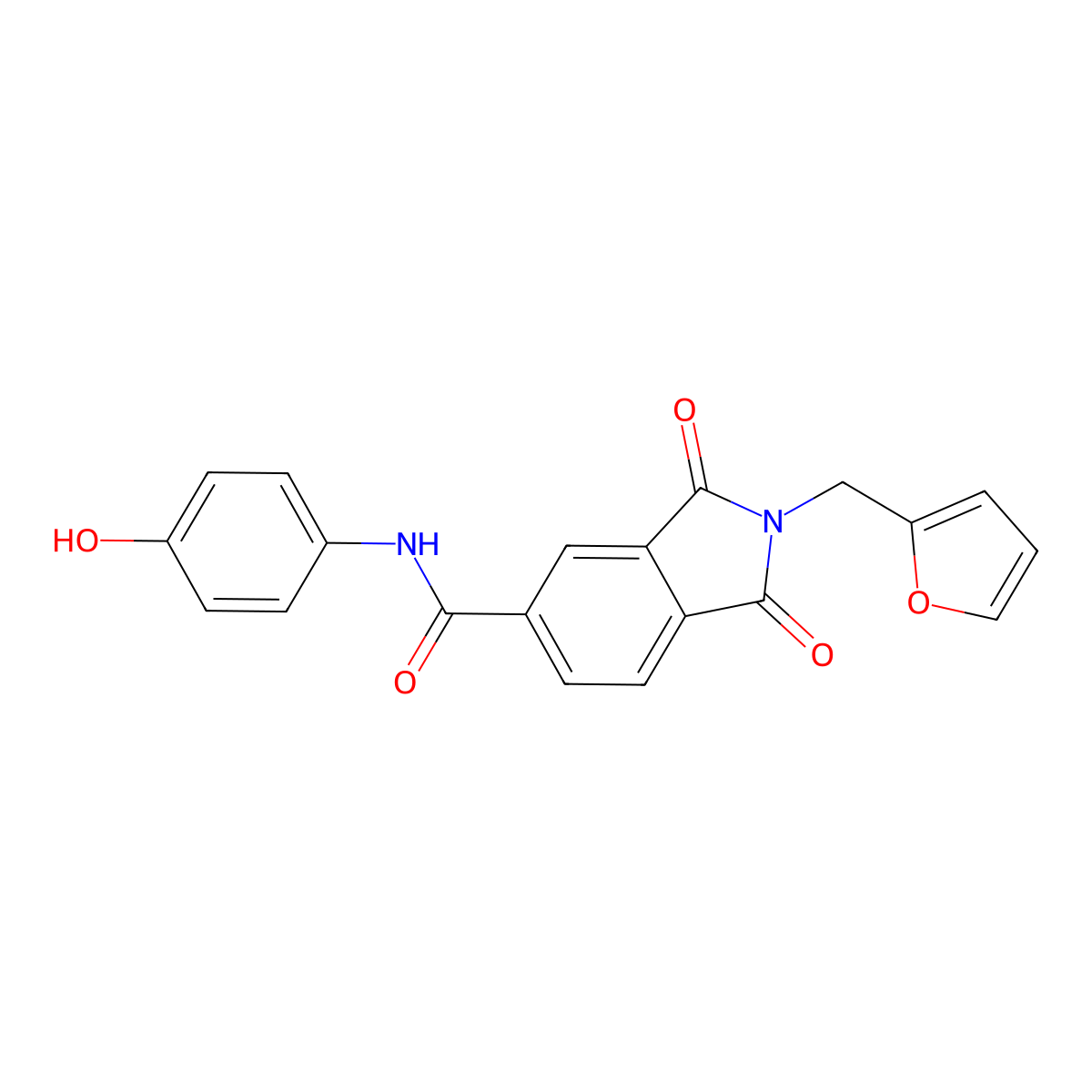 2-(2-furylmethyl)-N-(4-hydroxyphenyl)-1,3-dioxo-5-isoindolinecarboxamide molecular structure, CAS 666710-86-7