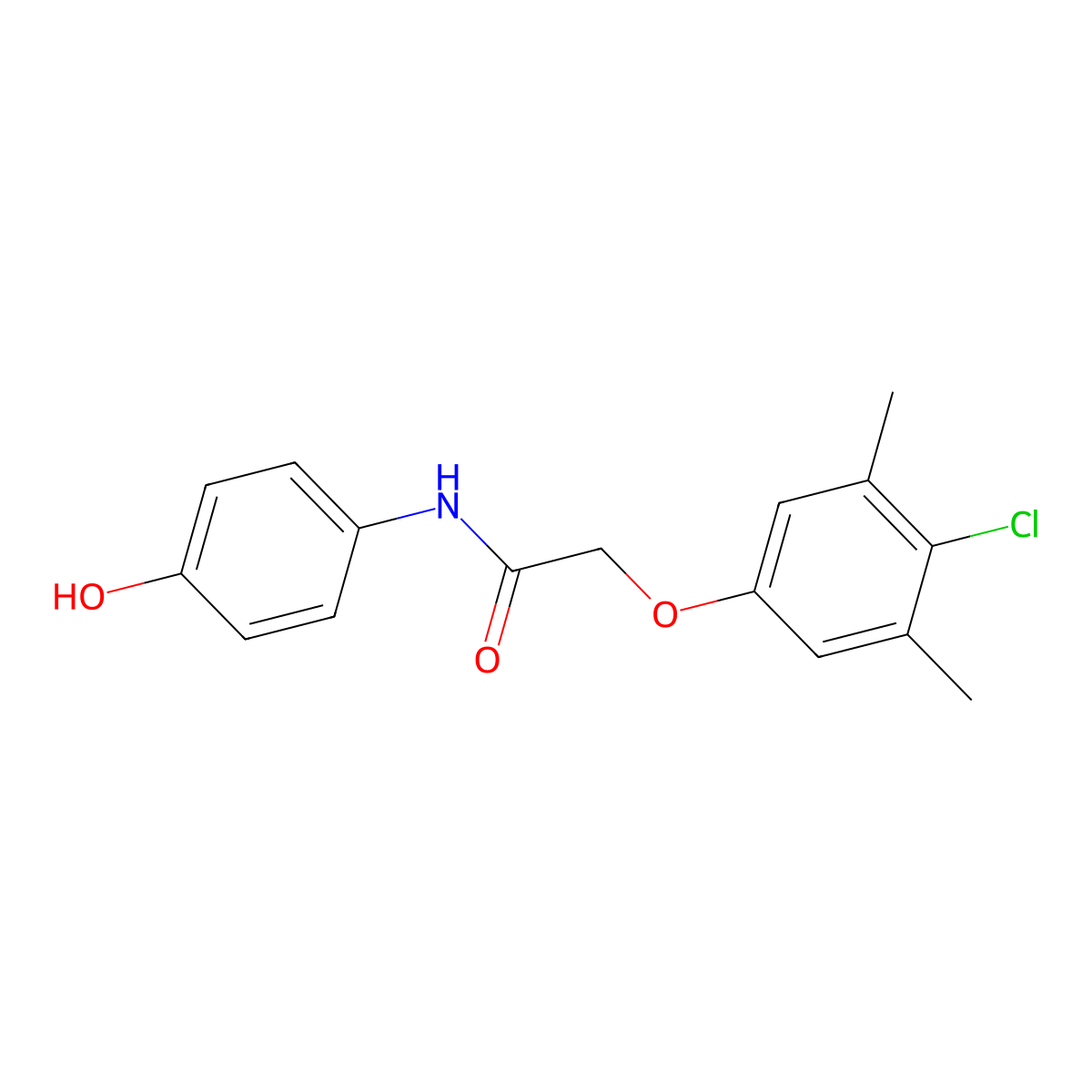 2-(4-chloro-3,5-dimethylphenoxy)-N-(4-hydroxyphenyl)acetamide molecular structure, CAS 666710-94-7