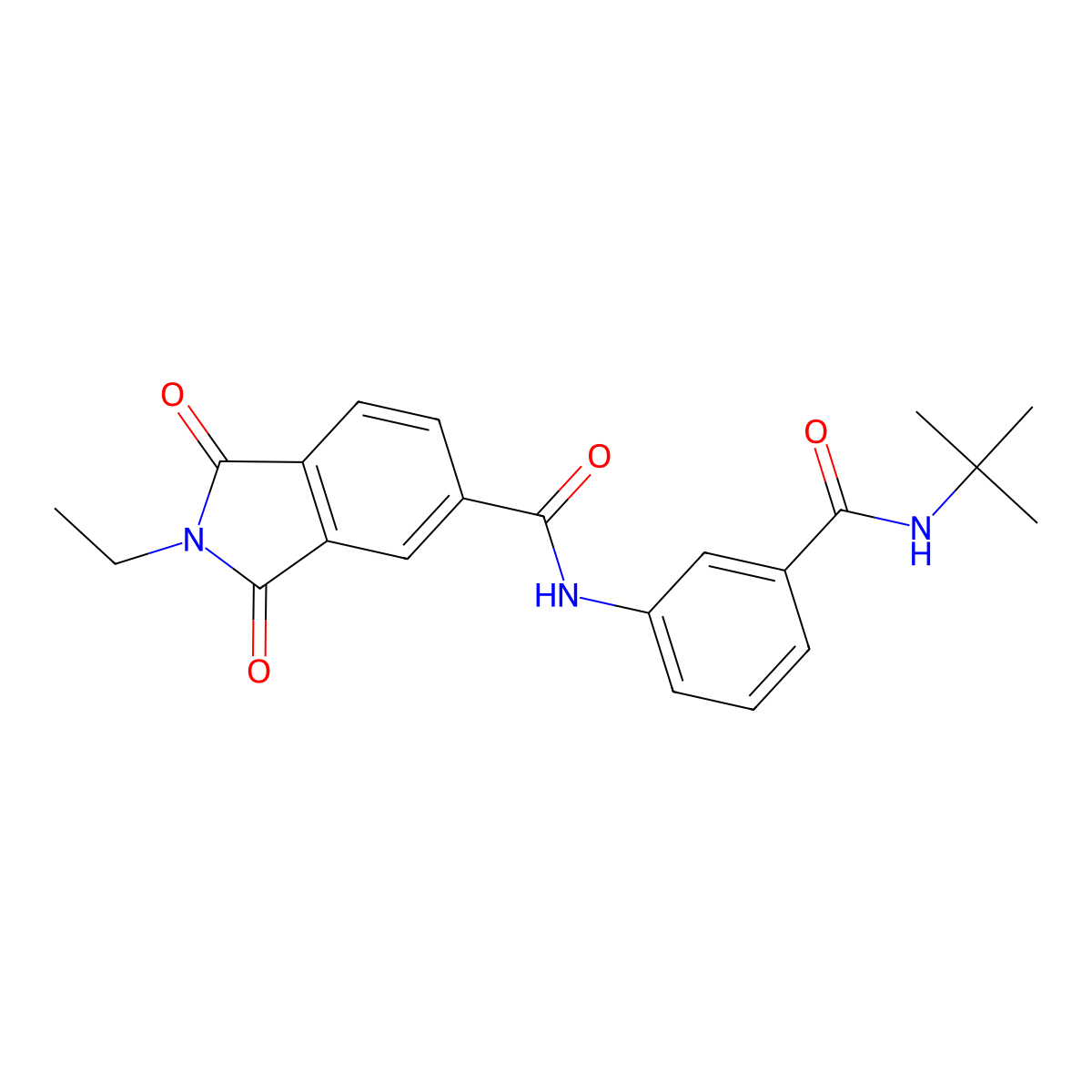 N-[3-(tert-butylcarbamoyl)phenyl]-2-ethyl-1,3-dioxoisoindole-5-carboxamide molecular structure, CAS 666710-98-1