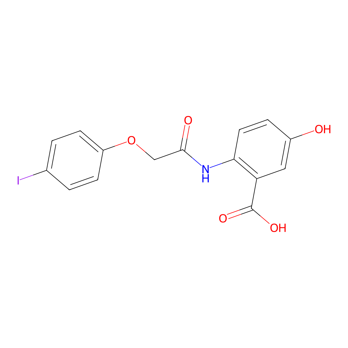 5-Hydroxy-2-{[(4-iodophenoxy)acetyl]amino}benzoic acid molecular structure, CAS 666711-00-8