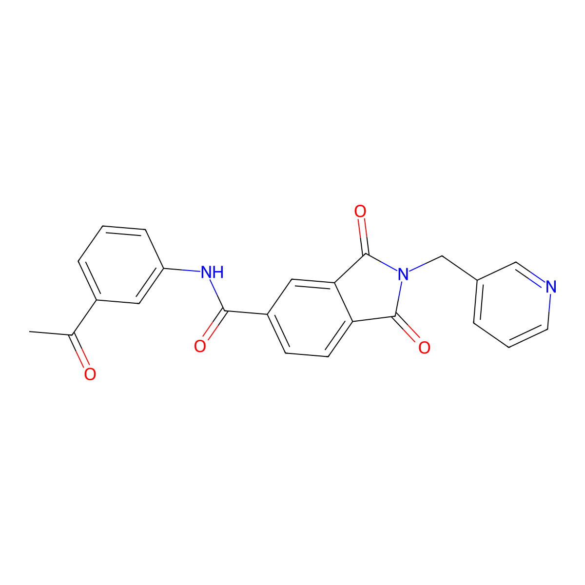 N-(3-acetylphenyl)-1,3-dioxo-2-(pyridin-3-ylmethyl)isoindole-5-carboxamide molecular structure, CAS 666711-07-5