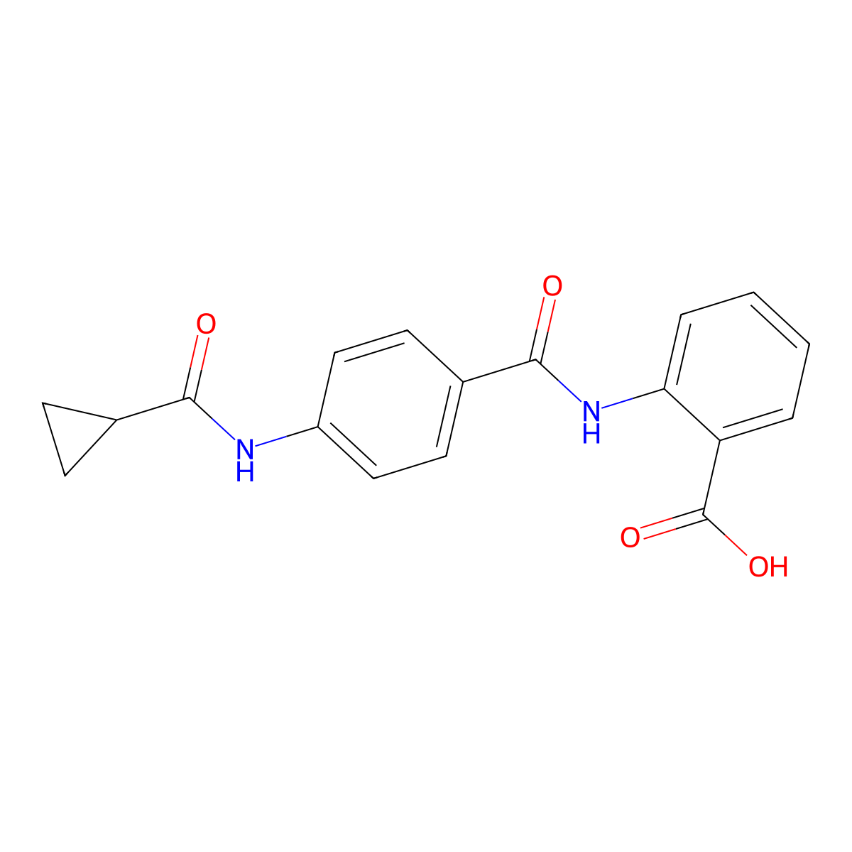 2-[({4-[(Cyclopropylcarbonyl)amino]phenyl}carbonyl)amino]benzoic acid molecular structure, CAS 666711-16-6