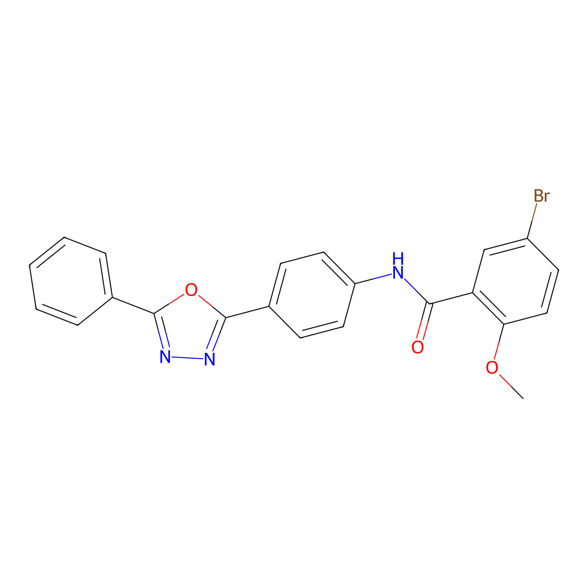 5-bromo-2-methoxy-N-[4-(5-phenyl-1,3,4-oxadiazol-2-yl)phenyl]benzamide molecular structure, CAS 666711-19-9