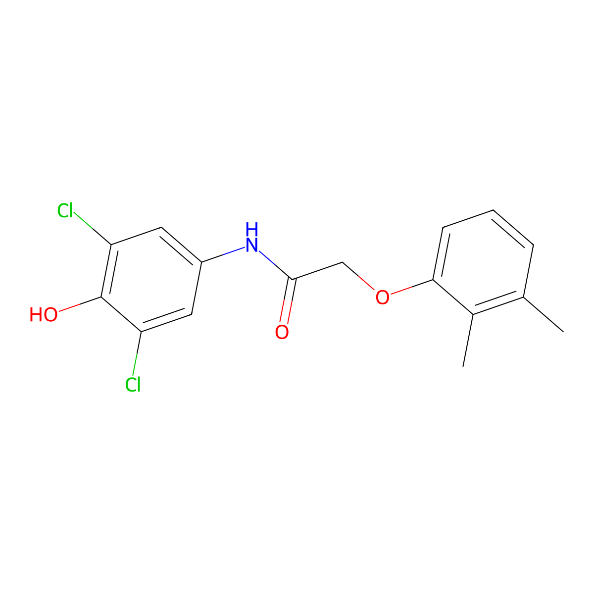 N-(3,5-dichloro-4-hydroxyphenyl)-2-(2,3-dimethylphenoxy)acetamide molecular structure, CAS 666711-34-8