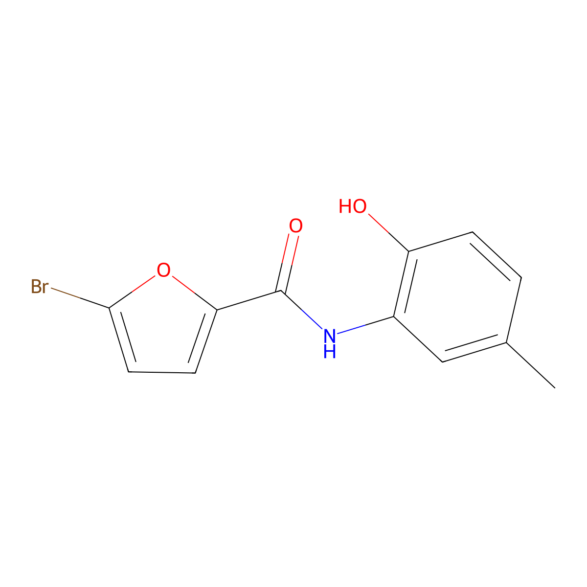 5-bromo-N-(2-hydroxy-5-methylphenyl)furan-2-carboxamide molecular structure, CAS 666711-37-1