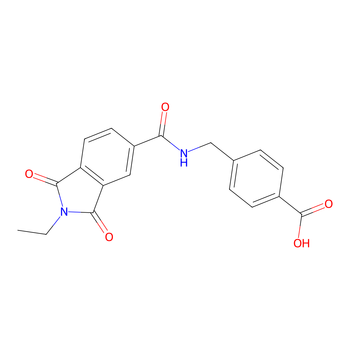 4-({[(2-ethyl-1,3-dioxo-2,3-dihydro-1H-isoindol-5-yl)carbonyl]amino}methyl)benzoic acid molecular structure, CAS 666711-44-0