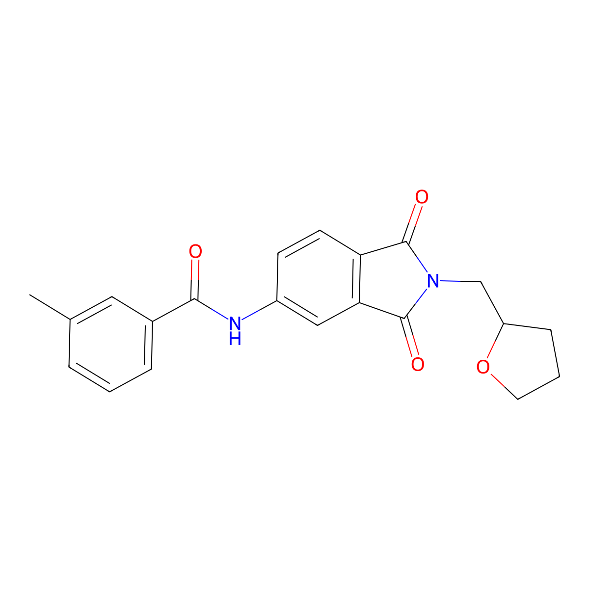 N-[1,3-dioxo-2-(oxolan-2-ylmethyl)isoindol-5-yl]-3-methylbenzamide molecular structure, CAS 666711-59-7