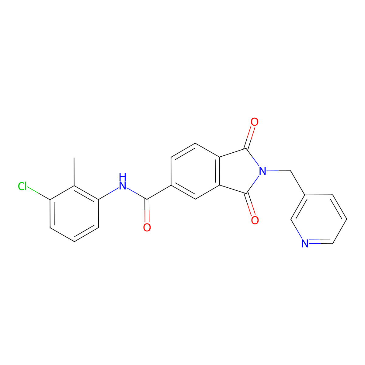 N-(3-chloro-2-methylphenyl)-1,3-dioxo-2-(pyridin-3-ylmethyl)isoindole-5-carboxamide molecular structure, CAS 666711-61-1