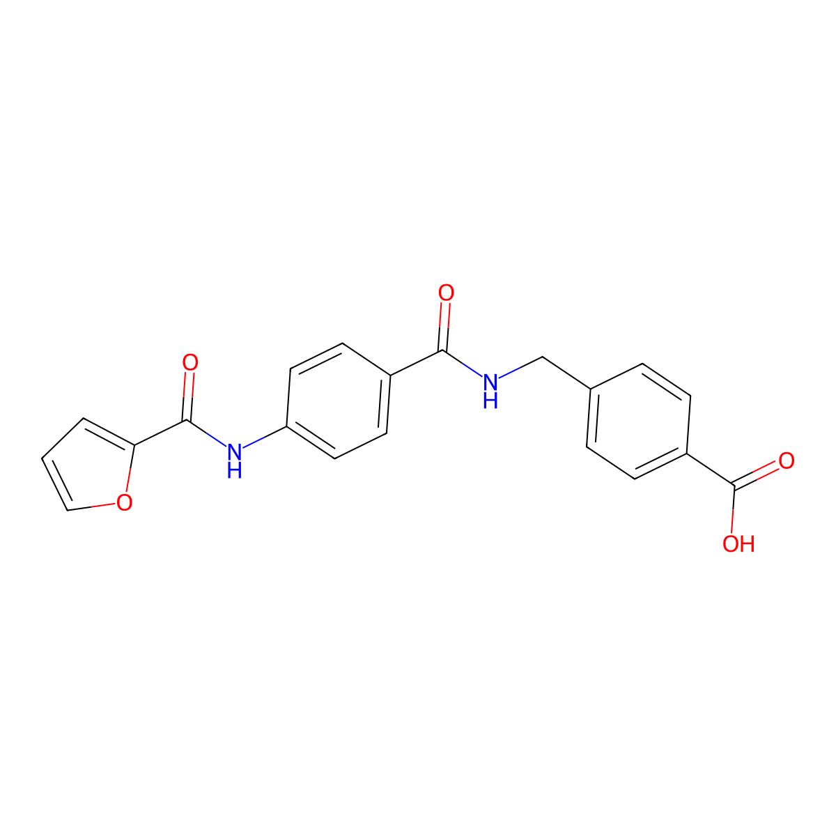 4-{[({4-[(Furan-2-ylcarbonyl)amino]phenyl}carbonyl)amino]methyl}benzoic acid molecular structure, CAS 666711-74-6