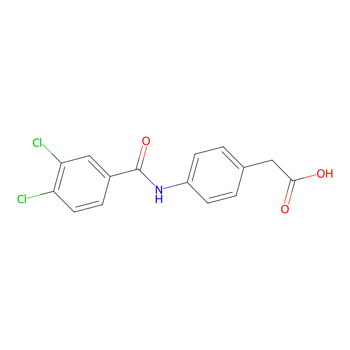 {4-[(3,4-Dichlorobenzoyl)amino]phenyl}acetic acid molecular structure, CAS 666711-83-7