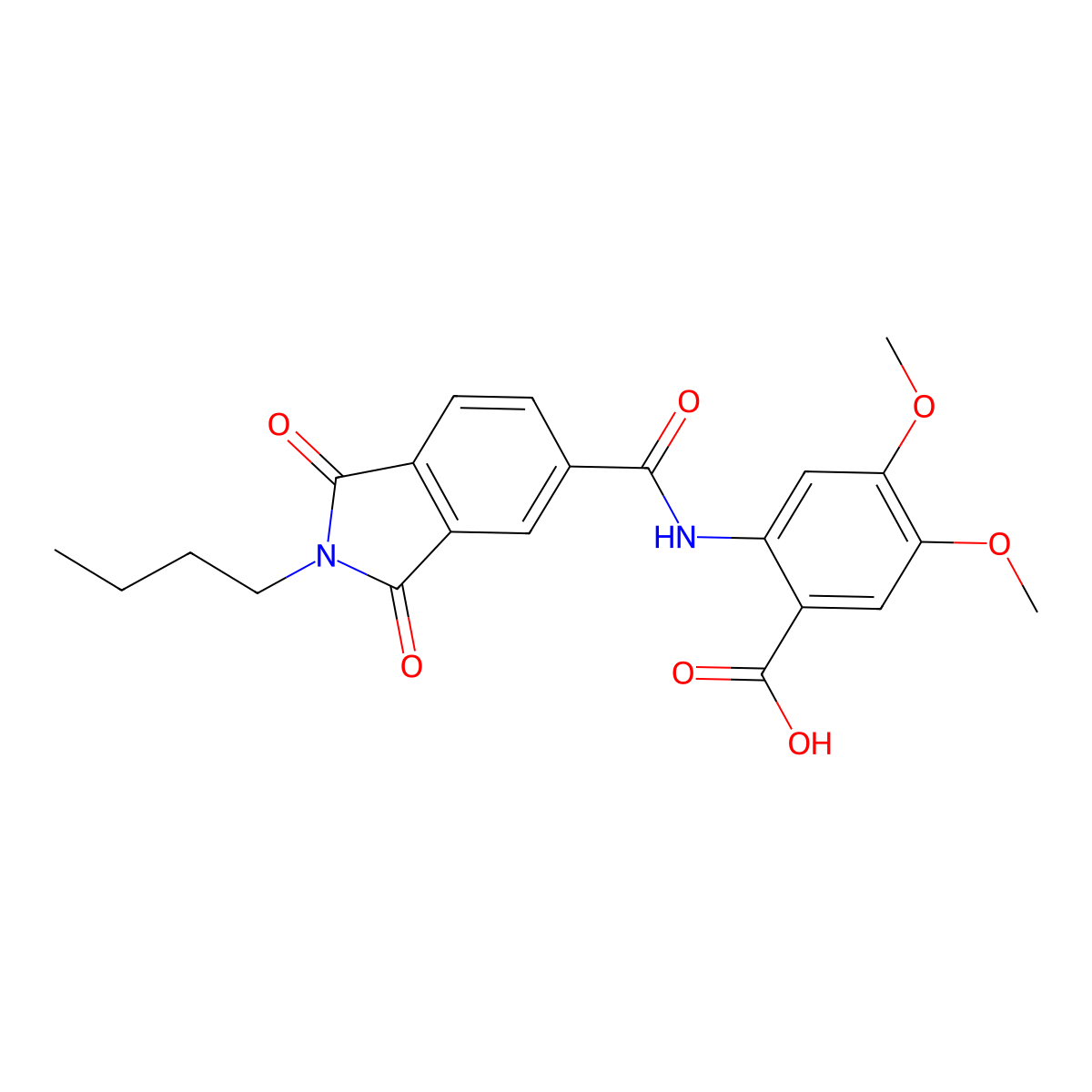 2-{[(2-butyl-1,3-dioxo-2,3-dihydro-1H-isoindol-5-yl)carbonyl]amino}-4,5-dimethoxybenzoic acid molecular structure, CAS 666711-88-2