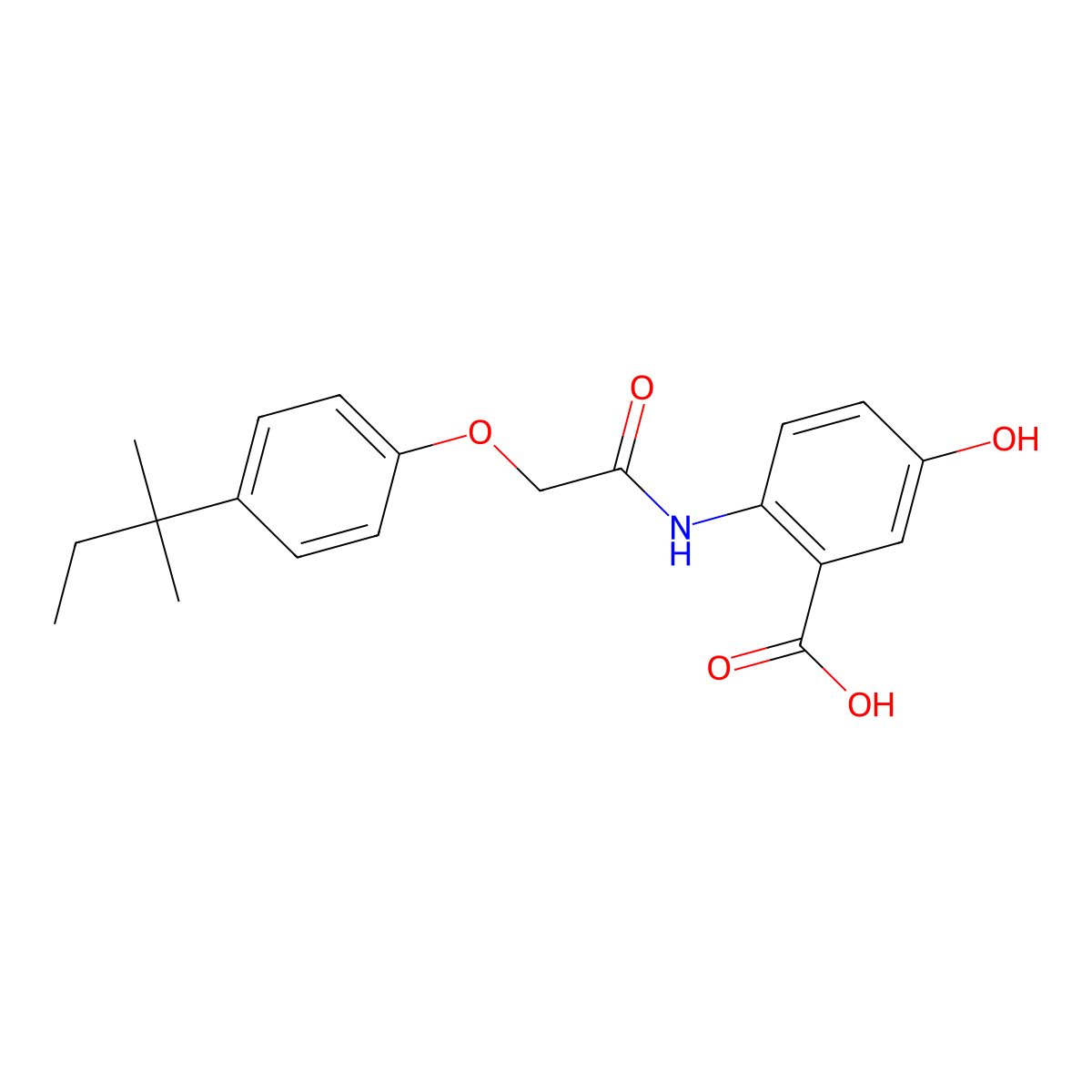 5-Hydroxy-2-({[4-(2-methylbutan-2-yl)phenoxy]acetyl}amino)benzoic acid molecular structure, CAS 666711-91-7
