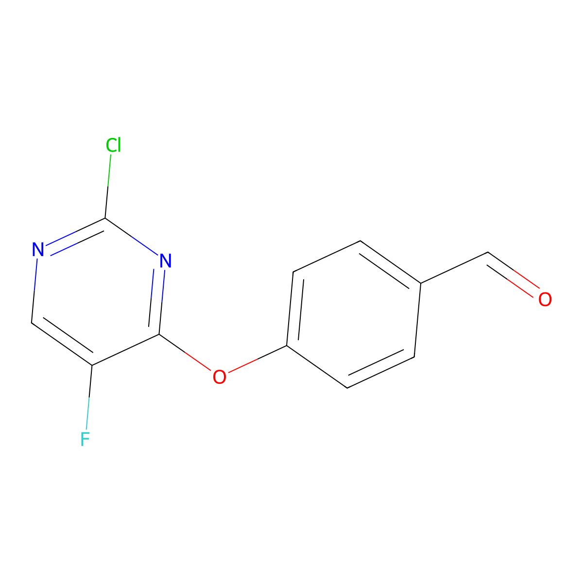 4-[(2-Chloro-5-fluoro-4-pyrimidinyl)oxy]benzaldehyde molecular structure, CAS 666713-97-9